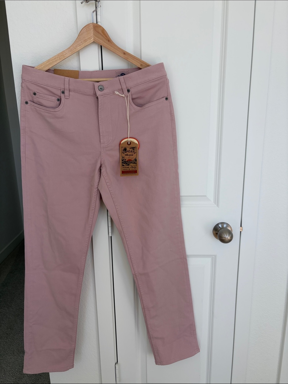 New Faherty Dusty Pink Straight-Leg Jeans